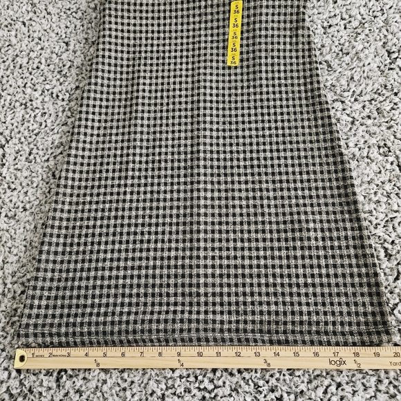 Pull&Bear Gray Checkered Plaid Mini Dress Small S Short Puff Sleeves 90s Grunge - Picture 11 of 12